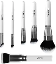 Lantz Copenhagen Kabuki Brush Set - 6-Piece Vegan Makeup Brush Set with Case - Professional Brush for Foundation, Contouring, Highlighter & More