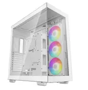 DeepCool CH780 White Panoramic Tempered Glass ATX Case, 1 x Pre-Installed Fans, GPU up to 480mm, USB3.0 4, Audio 1, Type-C 1