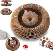 Kitty Curls Cat Toy, Cat Kurlz, Marlenes Pet Shop, Reversible Infinity Style Magic Organ Cat Scratching Board, Made from Recycled Corrugated Cardboard Durable & Long Lasting (Yellow,1PCS)