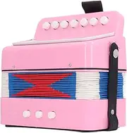 YDuupxe Button Accordion Kids 7 Keys Control Beginner Instrument for Children Stage Practice, Lightweight and Compact, with Belt Buckle Learning Guide, ABS Material, White (Pink)