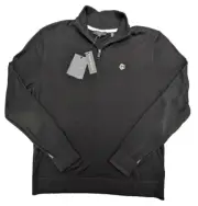 Ted Baker Sweater Mens Large Black LS Merino Wool 1/2 Zip Logo