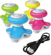 4Pcs Portable Mini Electric Handled Vibrating Massager USB Battery Full Body Massage Neck Waist Back Shoulder