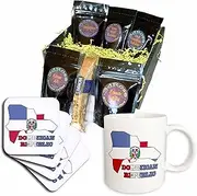 3dRose cgb_58772_1 The Flag map Outline and Words Dominican Republic-Coffee Gift Basket, Multicolor