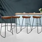 NEW MyBar Elm Wood Bar Stool 65cm Black/Dark Set 4pc