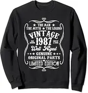 [X.Style] Vintage 1987 Man Myth Legend - 35th Years Old Birthday Sweatshirt ds1886 Sweater (S) Black