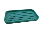 Sponges Holder - Kitchen Sink Organizer Silicone Tray for Sponge, Soap Dispenser, and Other Dishwashing Accessories - Green