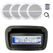 Dual Marine Receiver,Spa Bezel,Adapter, Antenna,Wire, 4x 6.5" 90W White Speakers