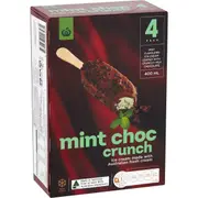 Woolworths Mint Choc Crunch Ice Cream 4 pack
