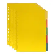 5x Marbig Erasable 5-Tab Manilla Dividers A4 Ring Binder Document Page Organiser