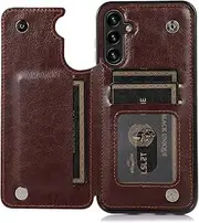 [GoshukunTech] Wallet Case for Galaxy A25 5G[Double Magnetic Clasp Durable Shockproof Cover] with Card Holders PU Leather Kickstand Card Slots for Samsung Galaxy A25 5G-Brown