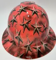 New Full Brim Hard Hat Custom Hydro Dipped AMERICAN FLAG RED STARS