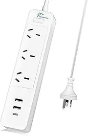 6 in 1 Power Board with USB, FINELAKEFOSEA 1.8M Surge Protector with 20W USB-C Fast Charging, Overload Protection Power Strip with Switch, Socket Extension Board for Home Office Travel Dorm Desk