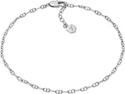 [FOSSIL] Women's Heritage D-Link Silver-Tone Brass Chain Anklet, One Size, Brass, no gemstone
