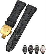 [DJDLFA] For Franck Muller Watch Band 28mm Cowhide Silicone Watch Strap Nylon Rubber Folding Buckle Watch Bands For Men Bracelet