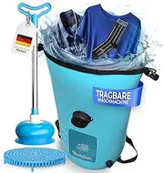 KrockaZone Portable Washing Machine Without Electricity - Foldable Wash Bag Plunger Washboard Set, Blue, Top Load, High Efficiency, 30L, 2-3kg Capacity, Travel, Camping, Caravan