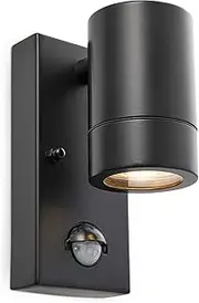 Palin Matt Black Stainless Steel External Outdoor Security PIR Motion Detector GU10 Wall Spot Down Light IP44 Rated