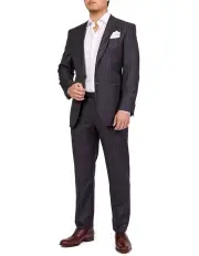 [Henry Sartorial] Dun Full Canvas R-Stripe Suit CHARCOAL REG