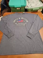 Smith & Wesson Flag 1852 Men's LARGE L/S Blue Casual Graphic T-Shirt EUC. SB3