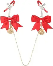 Sex Bondage Sex Breast Bow Nipple Clamp Clips Gold Chain Nipple Clip Shaking Clamps Clip Adult Sex Toys for Couples on Bed Restraints Toys
