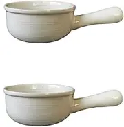 French Onion Soup Bowls with Handles, Durable Ceramic pots, Suitable for Soup, Chilli, Beef stew, muesli, White||2 pcs