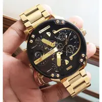 在飛比找iOPEN Mall優惠-Diesel手錶 迪賽手錶 超大直徑男士手錶 大錶盤黑金鋼鏈