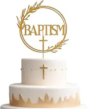 BAPTISM Gold Cake Topper - Divine Blessings Elegant Cake Decor for Celebrations, Baptisms & Milestones Decoration
