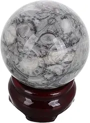 iplusmile Natural Crystal Sphere with Wooden Stand for Feng Shui Decorative Crystal Ball for Home Meditation Yoga Office Decor and Visual Enjoyment