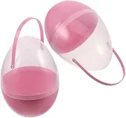 MAGICLULU 2pcs Eggs Container Fillable Egg Ball Cookie Boxes Hunt Egg Clear Plastic Egg Halloween Eggs Plastic Fillable Egg Ornament Pp Pink