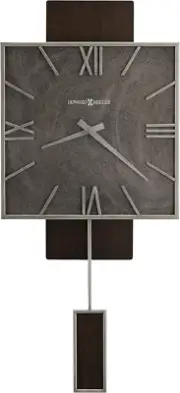 Maclane Wall Clock 625-758 - Satin Espresso Finish, Aged Silver Metal Frame, Squ