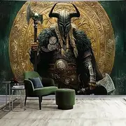 FENDROM Norse Viking Tapestry Odin Warrior Sword Axe Raven Tapestries Square Knot Tattoo Wall Hanging Nordic Meditation Runes for Men Bedroom Aesthetic Gothic Room Home Decor