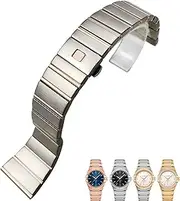 [UMCNVV] Stainless Steel Watch Bands Folding Buckle 15mm 17mm 18mm 23mm 25mm Watch Strap For Omega Double Eagle Constellation Bracelet