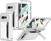 Wallet Case for Google Pixel Fold, Hinge Protection Case Screen Protector Shockproof Protective Case