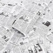 FYSUIMU 60 Sheets Vintage Newspaper Tissue Paper Old Newsprint Gift Wrapping Paper Black Retro DIY Art Crafts Tissue for Birthday Wedding Holidays, 13.8 x 19.7 Inch