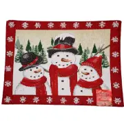 Christmas Placemats Set Lot of 2 Snowman Tapestry St. Nicholas Square