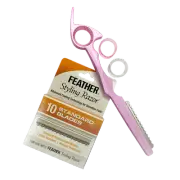 Sharkfin Shears Pink Aluminum Razor with Feather Blade & 10 pack Razor Blades