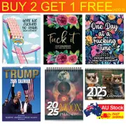 Here We Go Again Wall Hanging Calendar 2025 Fu*k it Tired-Ass Women Cat Planner