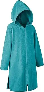 Weecreeture Unisex One Size Grey Cotton Hooded Towel Poncho with Zipper and Pocket, Beach Bath Changing Robe Cover Up