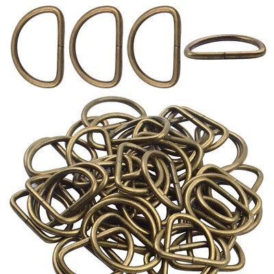 BronaGrand 50 Pieces 1inch Metal D Ring Bronze for Bag Landyard DIY Craft Acc...