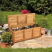 Costway Wood Outdoor Storage Box Garden Bench Seat Indoor Tool Toy Chest Organizer Furniture