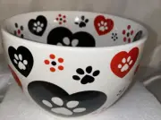 Temp-tations Pawfetti 1 Quart Bowl Dish Bakeware Dog Cat Paw Prints Hearts - NEW