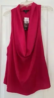 NWT Nordstrom Sleeveless Fuchsia Plunging V-Neck Shirt Size Small Made in USA