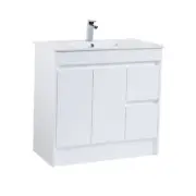BATHROOM VANITY CABINETS, WHITE GLOSS CERAMIC TOP KICKBOARD, FREE WASTE 10 YRWAR
