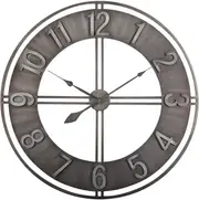 Salesbay 80cm Round large Wall Clock Metal Industrial Vintage French Antique