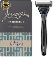 Jeremy's Razors 5-Blade Precision 5 Razor for Men with Precision Trimmer, Handle, & 1 Cartridge, 2 Piece Set Y