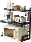 Expandable and Height Adjustable Microwave Oven Rack, 3-Tier Shelf Heavy Duty...