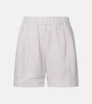 [Brunello Cucinelli] Brunello Cucinelli Striped linen Bermuda shorts AU 8 beige