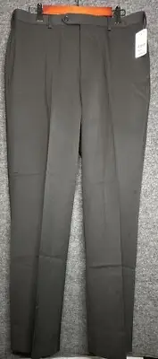 Brooks Brothers Mens 1818 Madison Dress Pants Black 100% Wool 34x32 Slacks