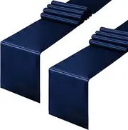 Horbaunal 2 Pack Navy Blue Satin Table Runner 12 x 108 Inch, Smooth Table Runners for Wedding Banquets Birthday Party