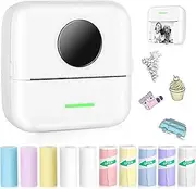 Mini Pocket Bluetooth Printer-Portable Thermal Printer with 10 Roll Papers for Journal/DIY Scrapbook/Travel/Notes/Lists/Label/Memo, Receipt Printer for Children Women Gifts Kids Christmas IOS&Android