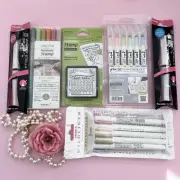 Zebra Mildliner pens / Midori / Kuretake Colors Dot 19 PENS & 1 Paintable Stamp